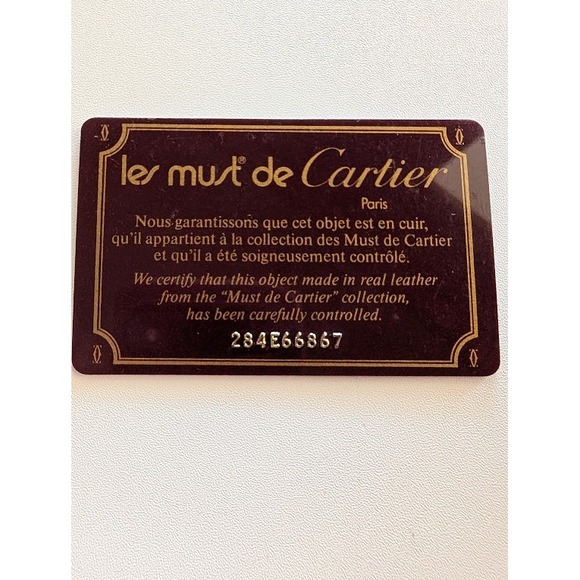 Vintage Cartier Les Must de Cartier Burgundy Leather Clutch Bag Gold Corners - Picture 8 of 16